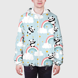 Куртка с капюшоном мужская Панда на радуге, цвет: 3D-белый — фото 2