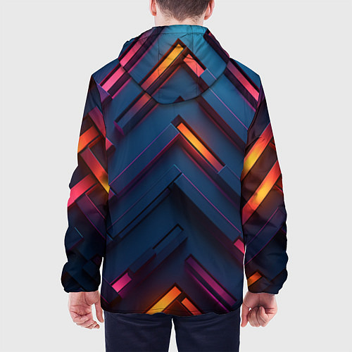 Мужская куртка Неоновый узор стальные раскалённые пластины / 3D-Черный – фото 4