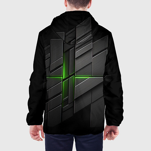 Мужская куртка Футуристическая абстракция с зеленым неоновым свет / 3D-Черный – фото 4