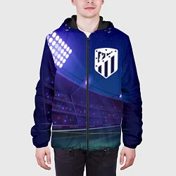 Куртка с капюшоном мужская Atletico Madrid ночное поле, цвет: 3D-черный — фото 2