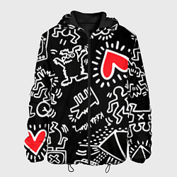 Куртка с капюшоном мужская Kit Haring little men, цвет: 3D-черный