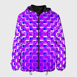 Куртка с капюшоном мужская Фиолетовые квадраты на белом фоне, цвет: 3D-черный