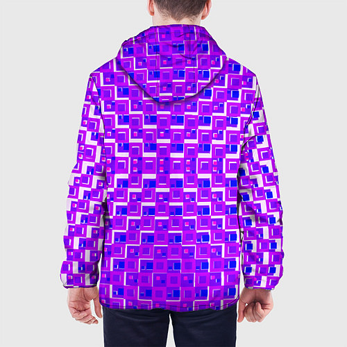 Мужская куртка Фиолетовые квадраты на белом фоне / 3D-Черный – фото 4
