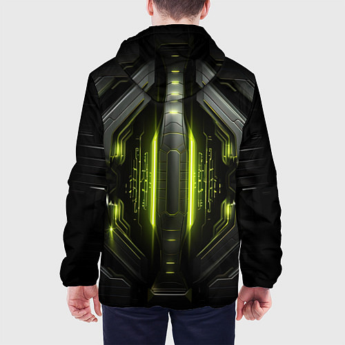 Мужская куртка Яркая зеленая неоновая киберброня / 3D-Черный – фото 4