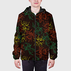 Куртка с капюшоном мужская Разноцветные жуки носороги, цвет: 3D-черный — фото 2