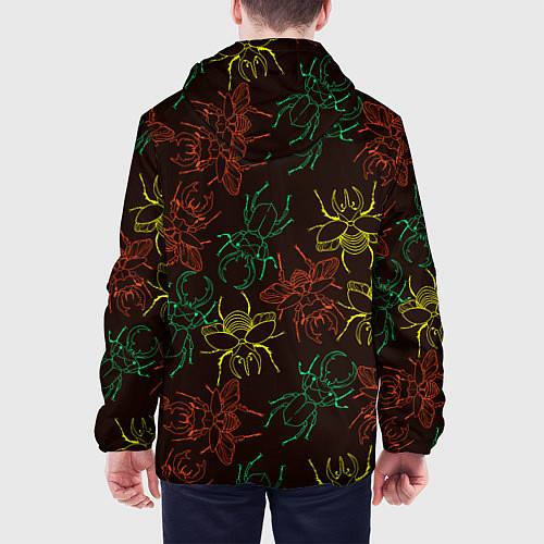 Мужская куртка Разноцветные жуки носороги / 3D-Черный – фото 4