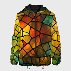 Куртка с капюшоном мужская Витражная стеклянная мозаика, цвет: 3D-черный