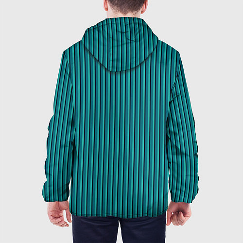 Мужская куртка Бирюзовый в полоску / 3D-Черный – фото 4