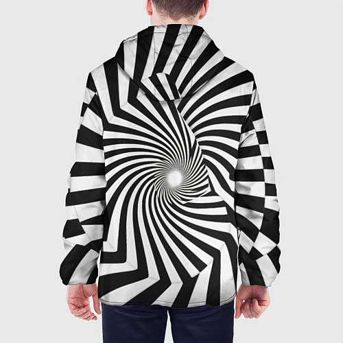 Мужская куртка Оптическая иллюзия контрастные волны / 3D-Черный – фото 4