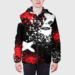 Куртка с капюшоном мужская Форд на фоне граффити и брызг красок, цвет: 3D-черный — фото 2