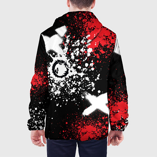 Мужская куртка Дракон уроборос на фоне брызг красок и граффити / 3D-Черный – фото 4