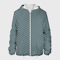 Куртка с капюшоном мужская Треугольные полосы бело-бирюзовый, цвет: 3D-белый