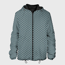 Куртка с капюшоном мужская Треугольные полосы бело-бирюзовый, цвет: 3D-черный