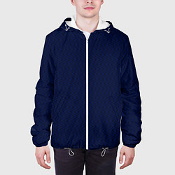 Куртка с капюшоном мужская Тёмно-синий волнистые линии, цвет: 3D-белый — фото 2