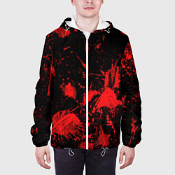 Куртка с капюшоном мужская Брызги крови паттерн, цвет: 3D-белый — фото 2