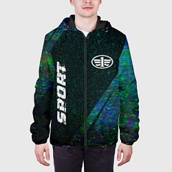 Куртка с капюшоном мужская FAW sport glitch blue, цвет: 3D-черный — фото 2