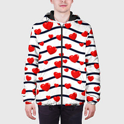 Куртка с капюшоном мужская Сердца на линиях, цвет: 3D-черный — фото 2
