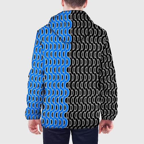 Мужская куртка Чёрно-синий паттерн с белой обводкой / 3D-Черный – фото 4