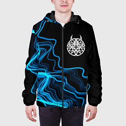 Куртка с капюшоном мужская Disturbed sound wave, цвет: 3D-черный — фото 2