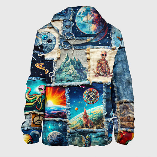 Мужская куртка Разнообразие миров - пэчворк / 3D-Белый – фото 2
