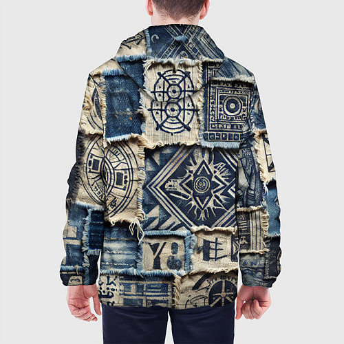 Мужская куртка Татуировки майя на дениме / 3D-Черный – фото 4