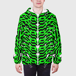 Куртка с капюшоном мужская Агрессивный зелёный паттерн, цвет: 3D-белый — фото 2