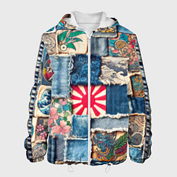 Куртка с капюшоном мужская Японское художество пэчворк, цвет: 3D-белый