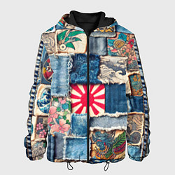 Куртка с капюшоном мужская Японское художество пэчворк, цвет: 3D-черный