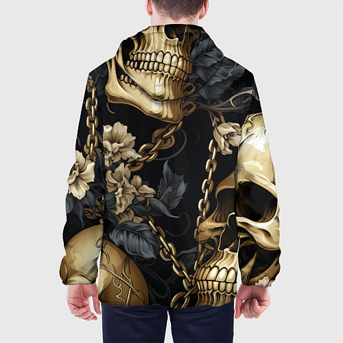 Мужская куртка Золотые черепа с цепями / 3D-Черный – фото 4