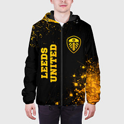 Куртка с капюшоном мужская Leeds United - gold gradient вертикально, цвет: 3D-черный — фото 2