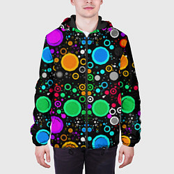Куртка с капюшоном мужская Разноцветные круги, цвет: 3D-черный — фото 2