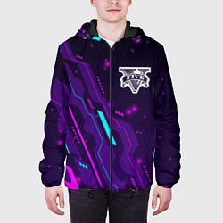 Куртка с капюшоном мужская GTA neon gaming, цвет: 3D-черный — фото 2