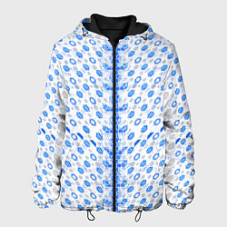 Куртка с капюшоном мужская Синие киберпанк ячейки на белом фоне, цвет: 3D-черный