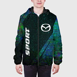 Куртка с капюшоном мужская Mazda sport glitch blue, цвет: 3D-черный — фото 2