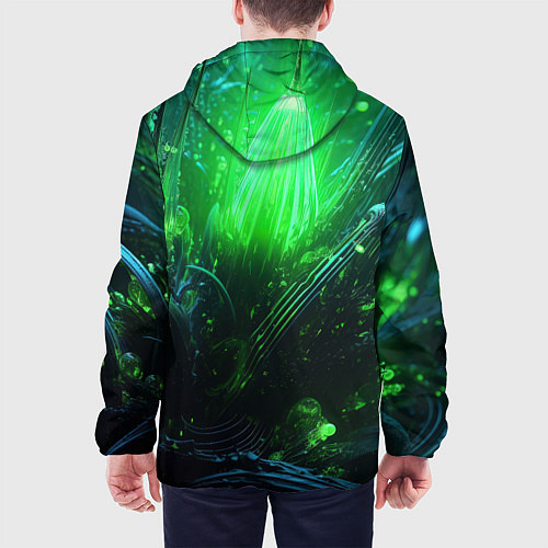 Мужская куртка Зеленая кислотная яркая неоновая абстракция / 3D-Черный – фото 4