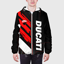 Куртка с капюшоном мужская Ducati - красный технологический, цвет: 3D-белый — фото 2