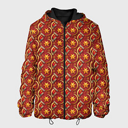 Куртка с капюшоном мужская Паттерн СССР звезды, цвет: 3D-черный