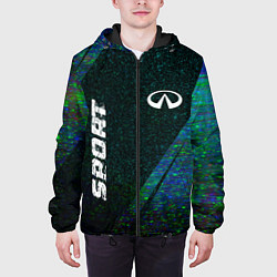 Куртка с капюшоном мужская Infiniti sport glitch blue, цвет: 3D-черный — фото 2
