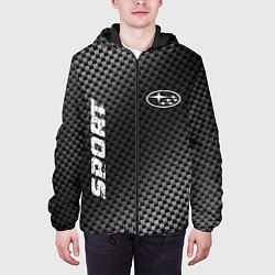 Куртка с капюшоном мужская Subaru sport carbon, цвет: 3D-черный — фото 2