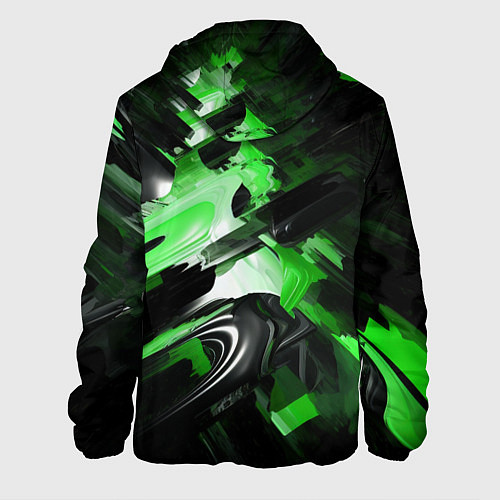 Мужская куртка Green dark abstract geometry style / 3D-Белый – фото 2