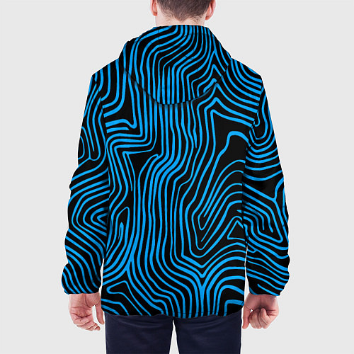 Мужская куртка Синие линии узор / 3D-Черный – фото 4