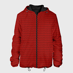 Куртка с капюшоном мужская Красно-чёрный имитация сетки, цвет: 3D-черный
