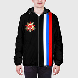 Куртка с капюшоном мужская Великая отечественная - триколор полосы, цвет: 3D-черный — фото 2