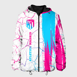 Куртка с капюшоном мужская Atletico Madrid neon gradient style по-вертикали, цвет: 3D-черный