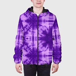 Куртка с капюшоном мужская Тай дай фиолетовый, цвет: 3D-черный — фото 2