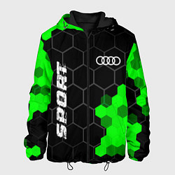 Куртка с капюшоном мужская Audi green sport hexagon, цвет: 3D-черный