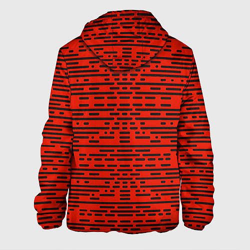 Мужская куртка Чёрные полосы на красном фоне / 3D-Белый – фото 2