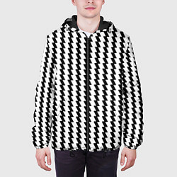Куртка с капюшоном мужская Чёрно-белые вертикальные полосы, цвет: 3D-черный — фото 2