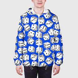Куртка с капюшоном мужская Игральные кубики узор, цвет: 3D-белый — фото 2