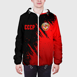 Куртка с капюшоном мужская СССР - черно-красный, цвет: 3D-белый — фото 2